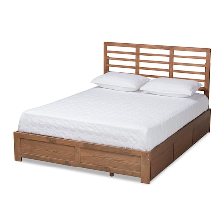 Baxton Studio Piera Modern Ash Walnut Brown Finished Wood King Size 3-Drawer Storage Bed 175-9424-9622-Zoro